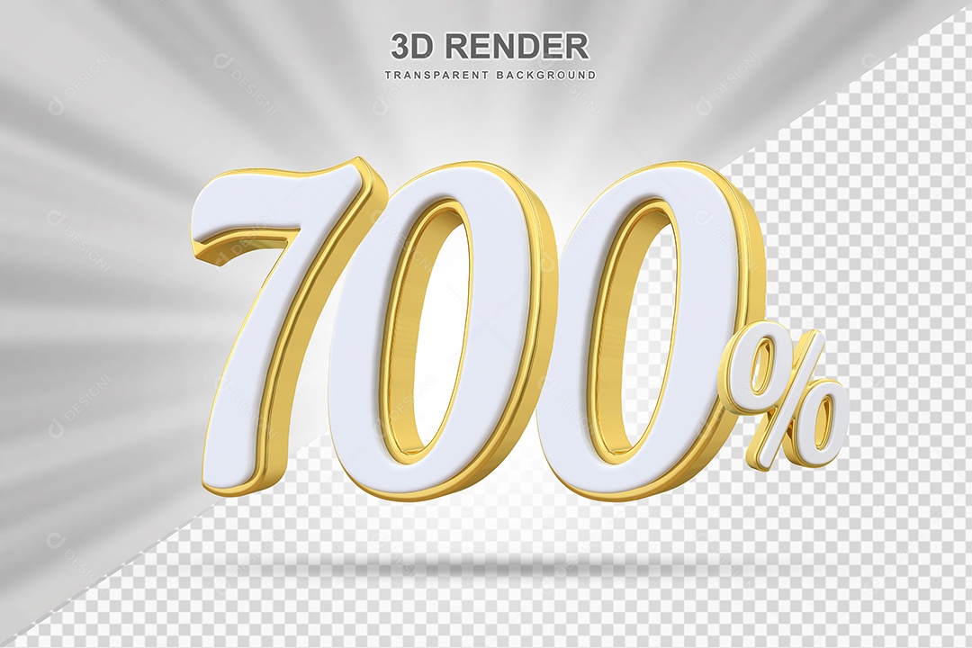 Elemento 3D 700% Branco e Amarelo para Composição PSD Editável