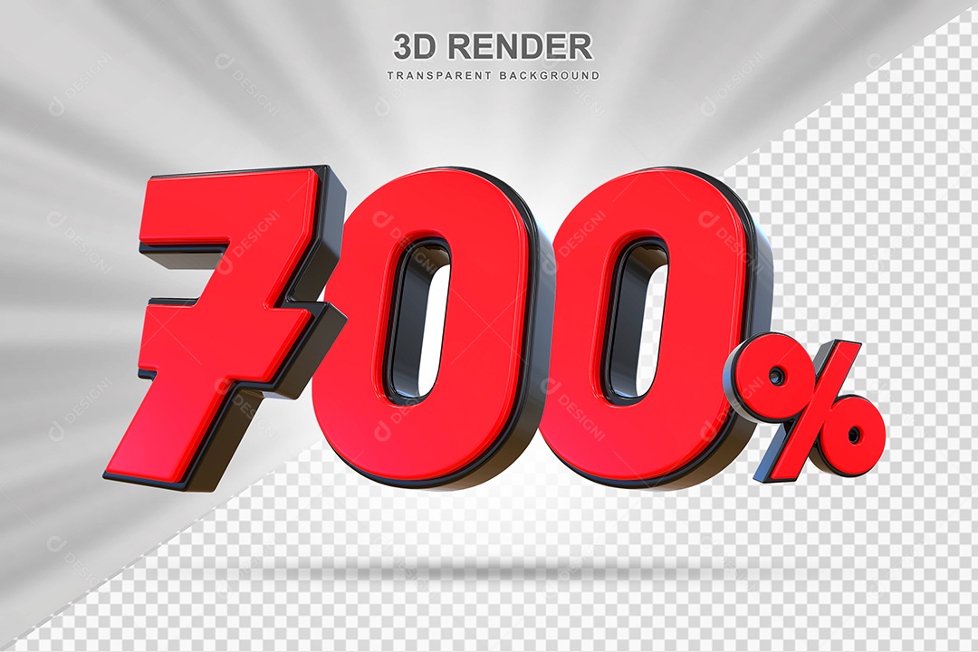 Elemento 3D 700% Vermelho para Composição PSD Editável
