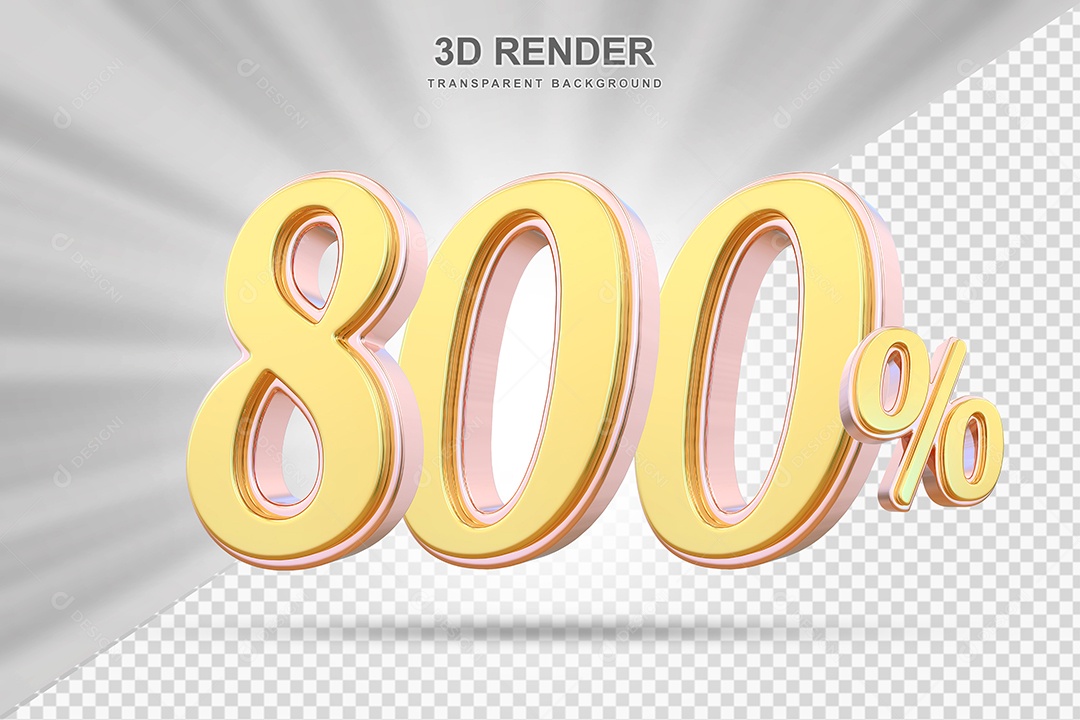Elemento 3D 800% Amarelo para Composição PSD Editável