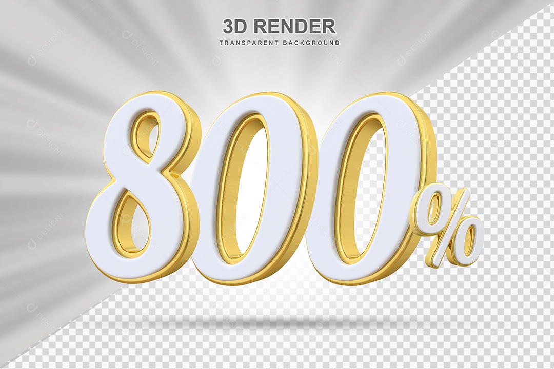 Elemento 3D 800% Branco e Amarelo para Composição PSD Editável