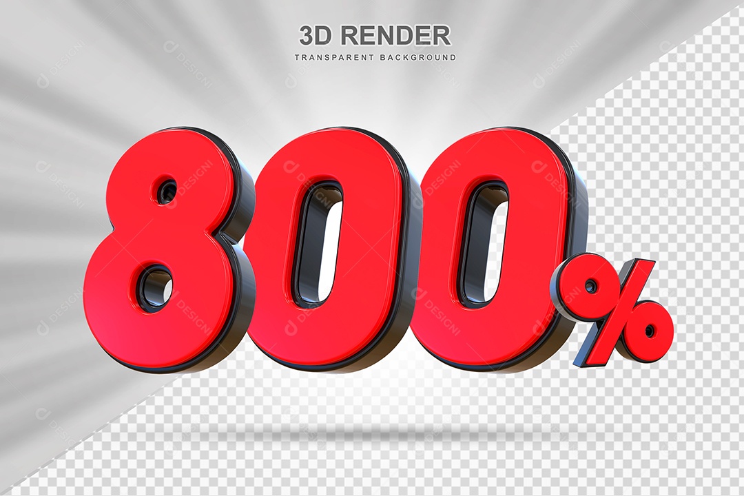 Elemento 3D 800% Vermelho para Composição PSD Editável