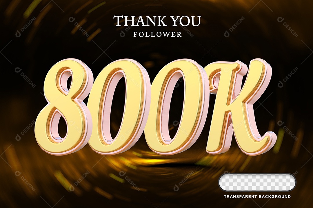 Elemento 3D 800K Amarelo para Composição PSD Editável