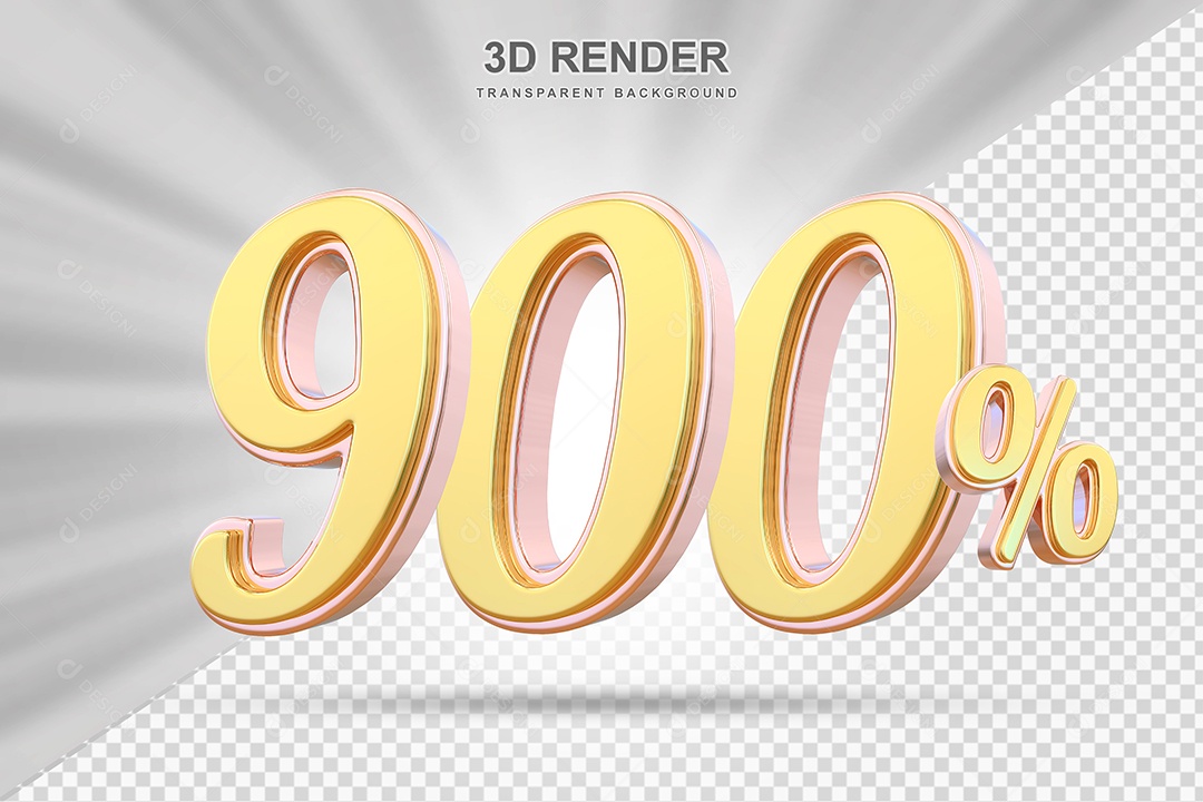 Elemento 3D 900% Amarelo para Composição PSD Editável