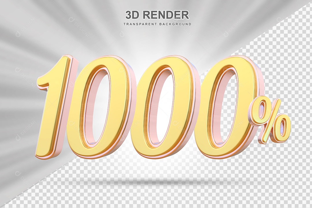 Elemento 3D 1000% Amarelo para Composição PSD Editável