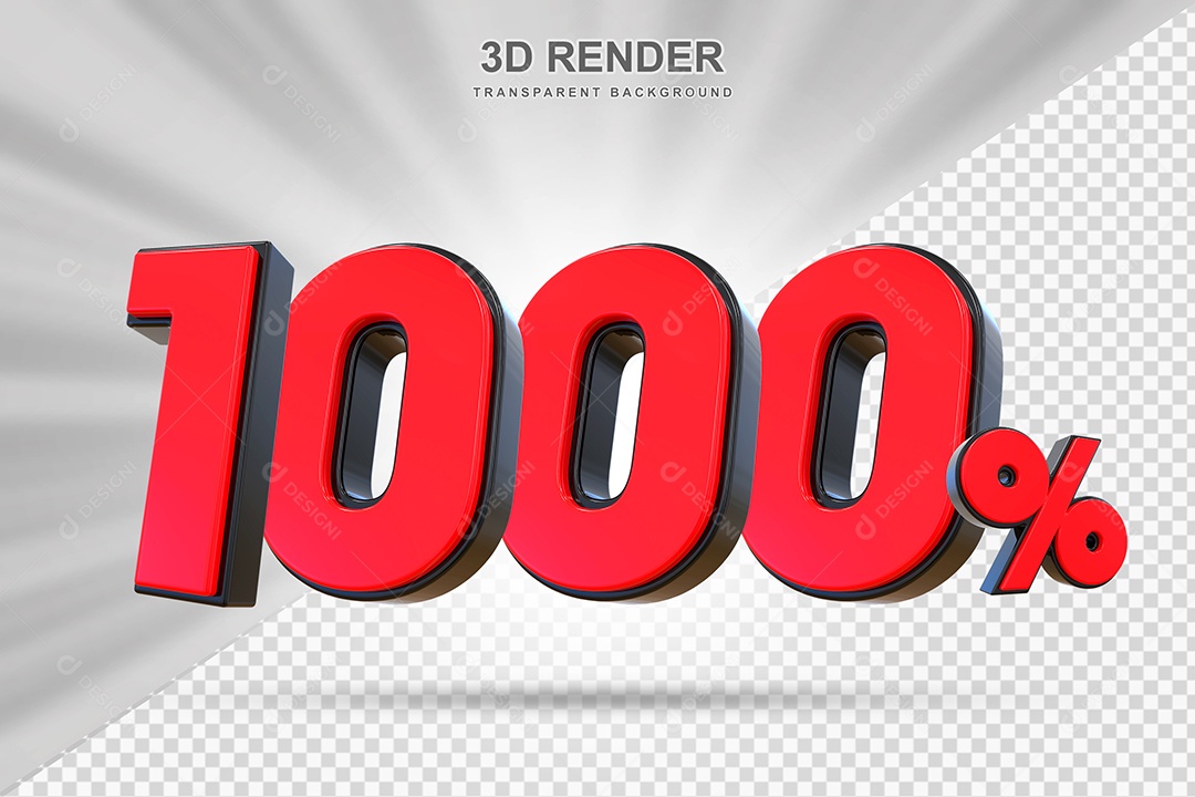 Elemento 3D 1000% Vermelho para Composição PSD Editável