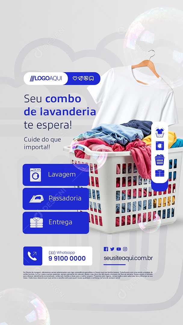 Story Seu Combo de Lavanderia Te Espera Social Media PSD Editável