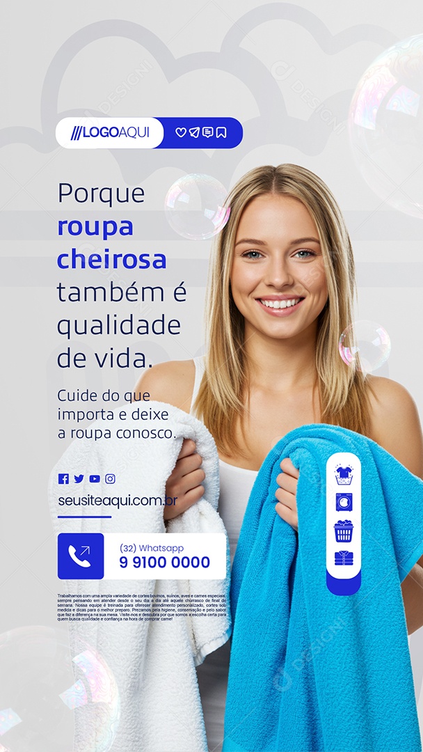 Story Lavanderia Porque Roupa Cheirosa Social Media PSD Editável