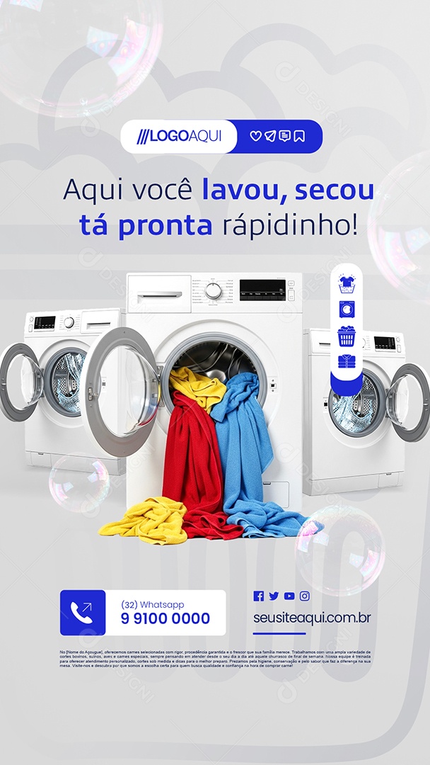 Story Lavanderia Aqui Você Lavou Sexou Tá Pronta Social Media PSD Editável
