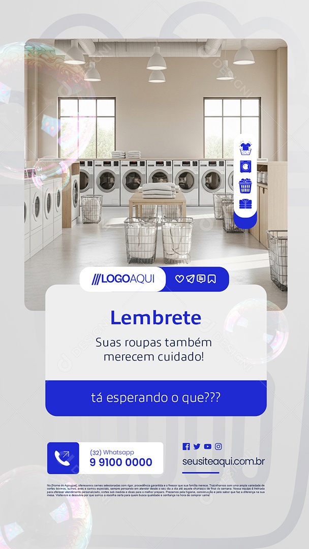 Story Lavanderia Lembrete Tá Esperando O Que Social Media PSD Editável
