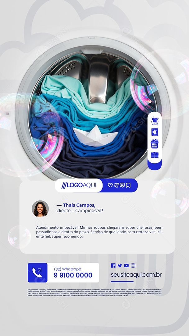 Story Lavanderia Feedback Cliente Social Media PSD Editável