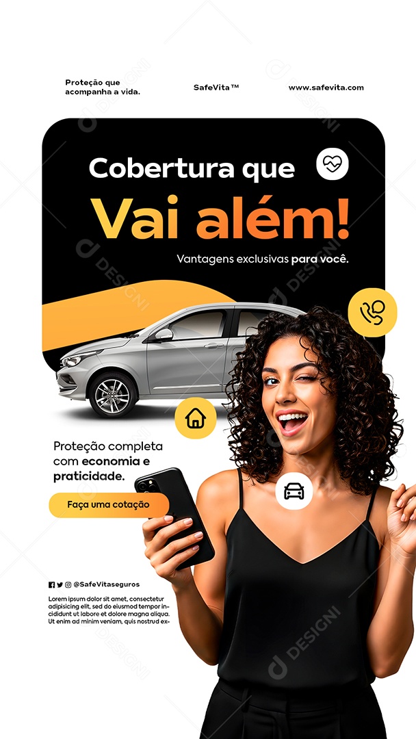 Story Seguradora Cobertura Que Vai Além Social Media PSD Editável