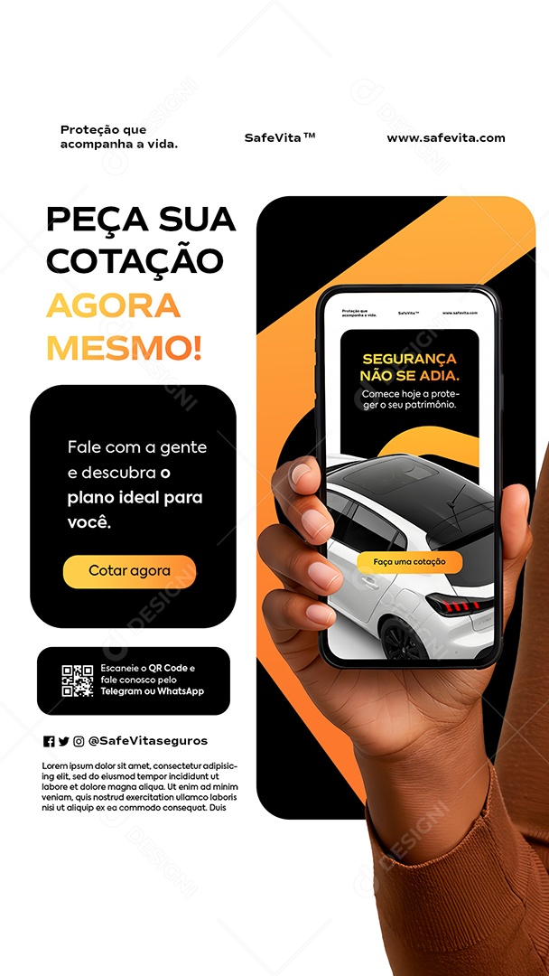 Story Seguro Peça Sua Cotação Agora Mesmo Social Media PSD Editável