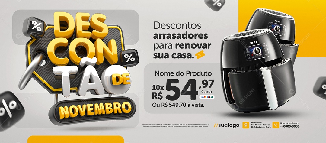 Banner Descontão de Novembro Loja de Eletrodomésticos Descontos Arrsadores Social Media PSD Editável
