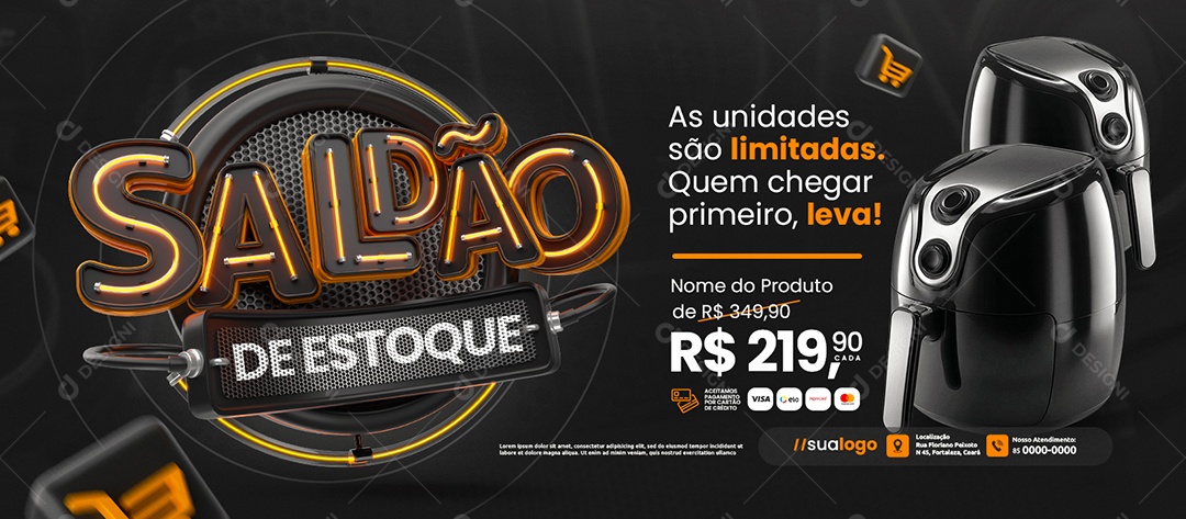 Banner Saldão de Estoque Loja de Eletrodomésticos Air Flyer Social Media PSD Editável