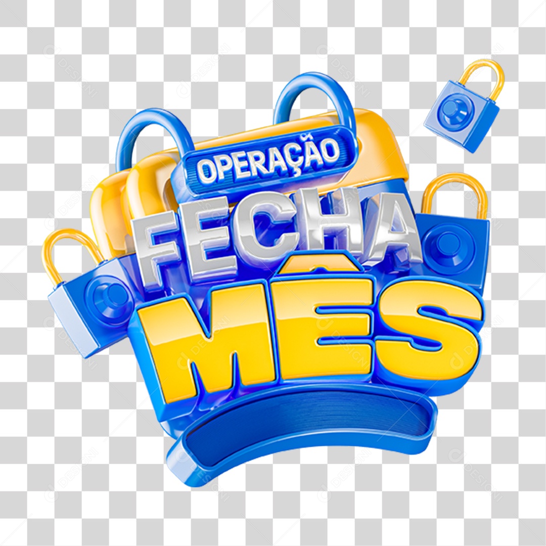 Selo 3D Operação Fecha Mês PNG Transparente