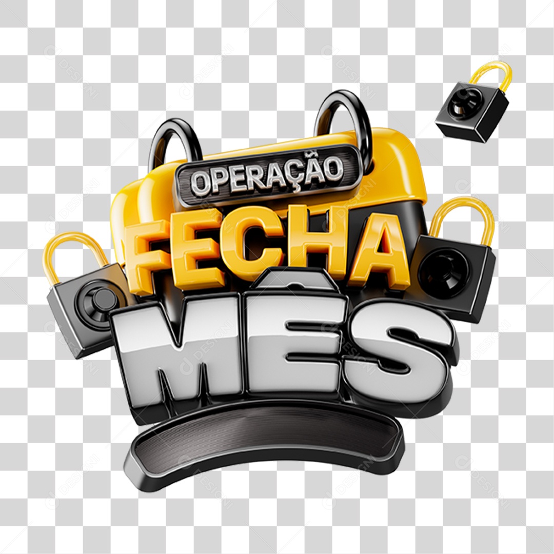 Selo 3D Operação Fecha Mês PNG Transparente