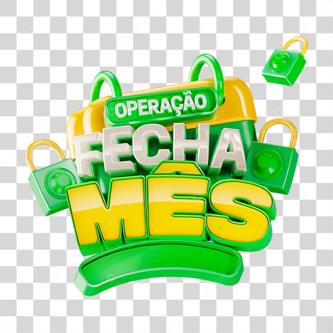 Selo 3D Operação Fecha Mês PNG Transparente