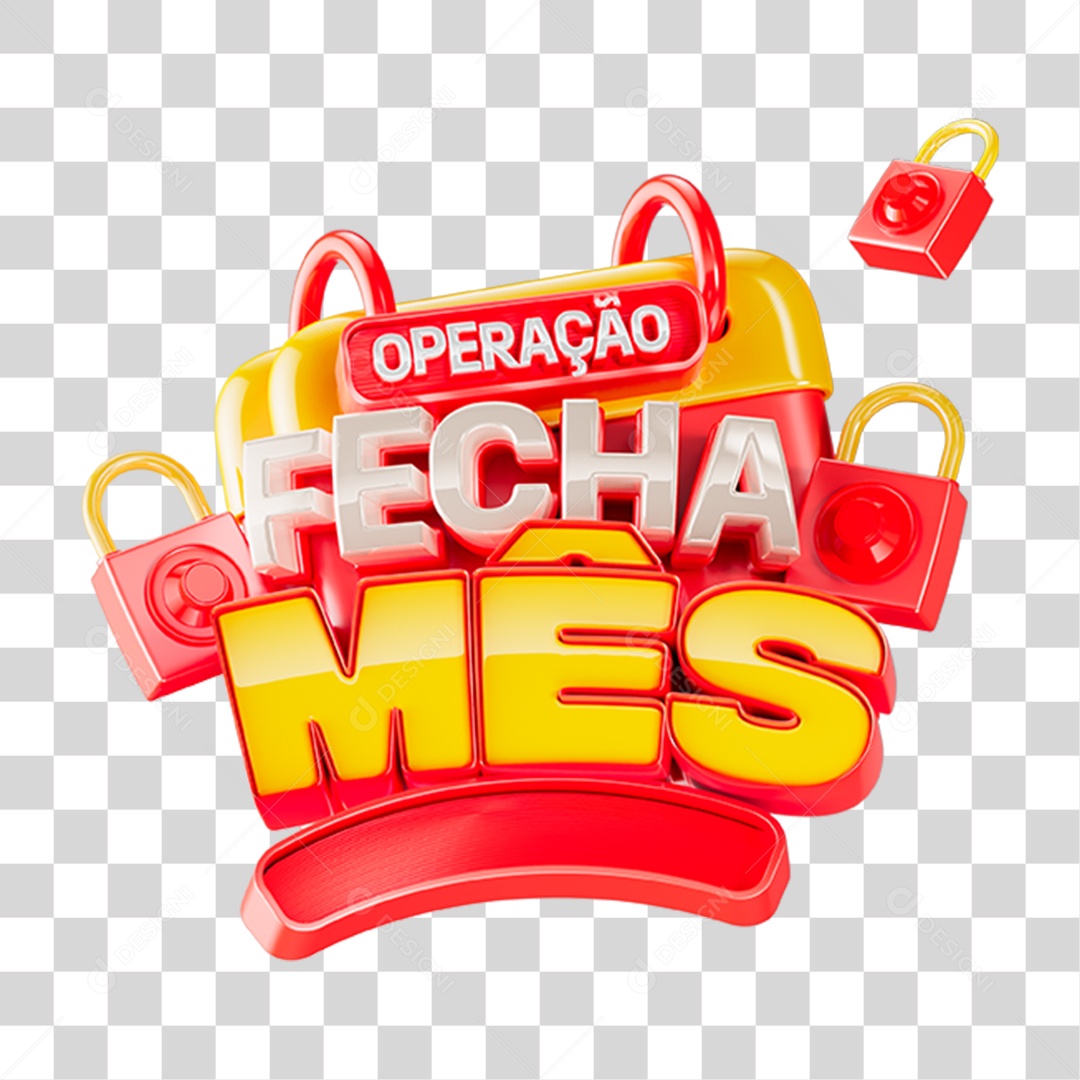 Selo 3D Operação Fecha Mês PNG Transparente