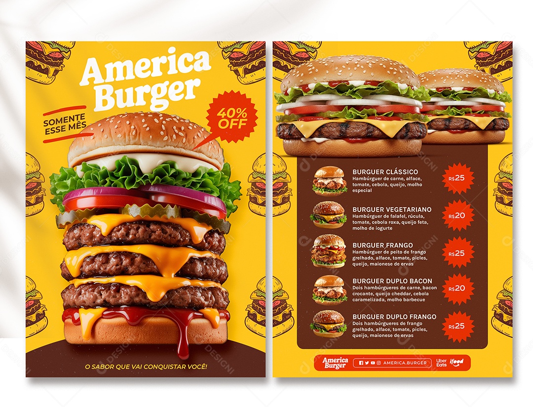 Panfleto Hamburgueria America Burger PSD Editável
