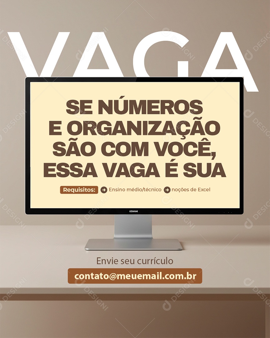Vaga de Emprego Se Números e Organização São com Você Essa Vaga é Sua Social Media PSD Editável