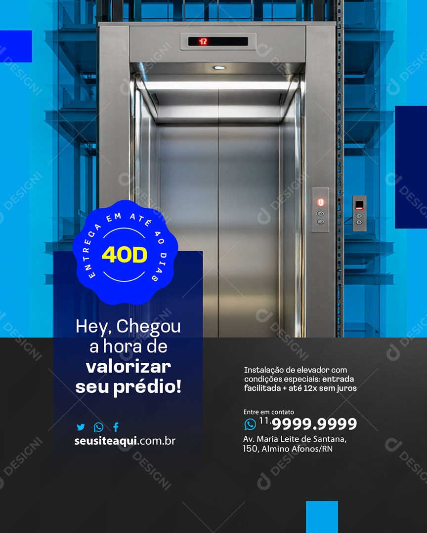 Elevadores Hey Chegou a Hora de Valorizar Seu Prédio Social Media PSD Editável