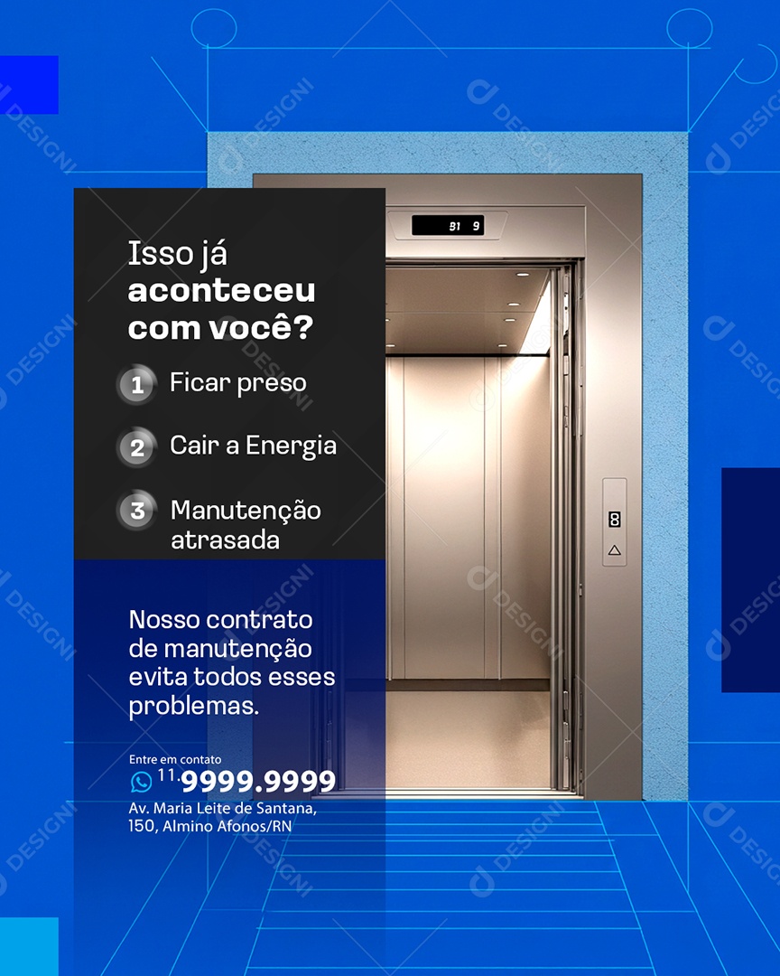 Elevadores Isso Já Aconteceu com Você Social Media PSD Editável