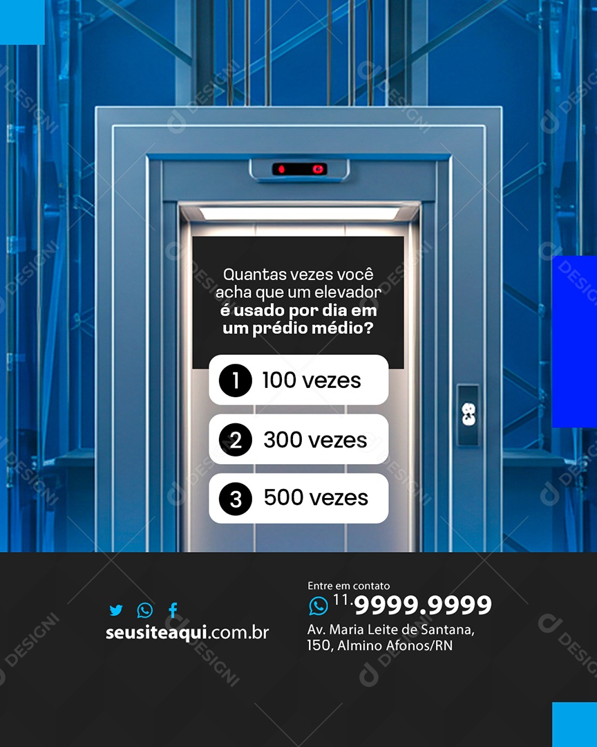 Elevadores Quantas Vezes Você Acha Que Um Elevador é Usado Por Dia Social Media PSD Editável