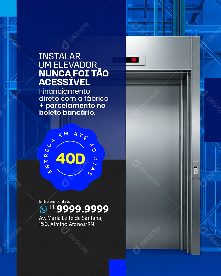 Elevadores Instalar Um Elevador Nunca Foi Tão Acessível Social Media PSD Editável