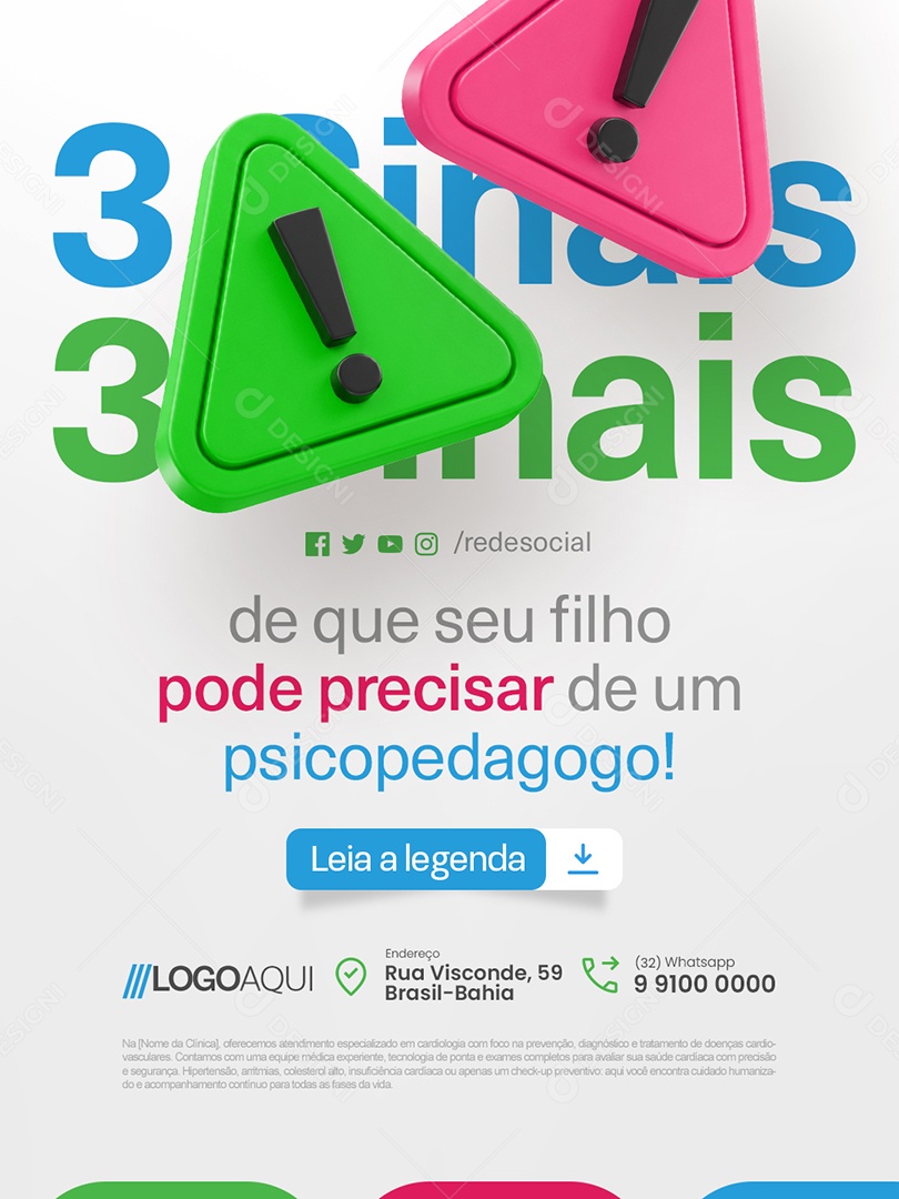 Psicopedagoga Três Sinais de Que Seu Filho Pode Precisar Social Media PSD Editável