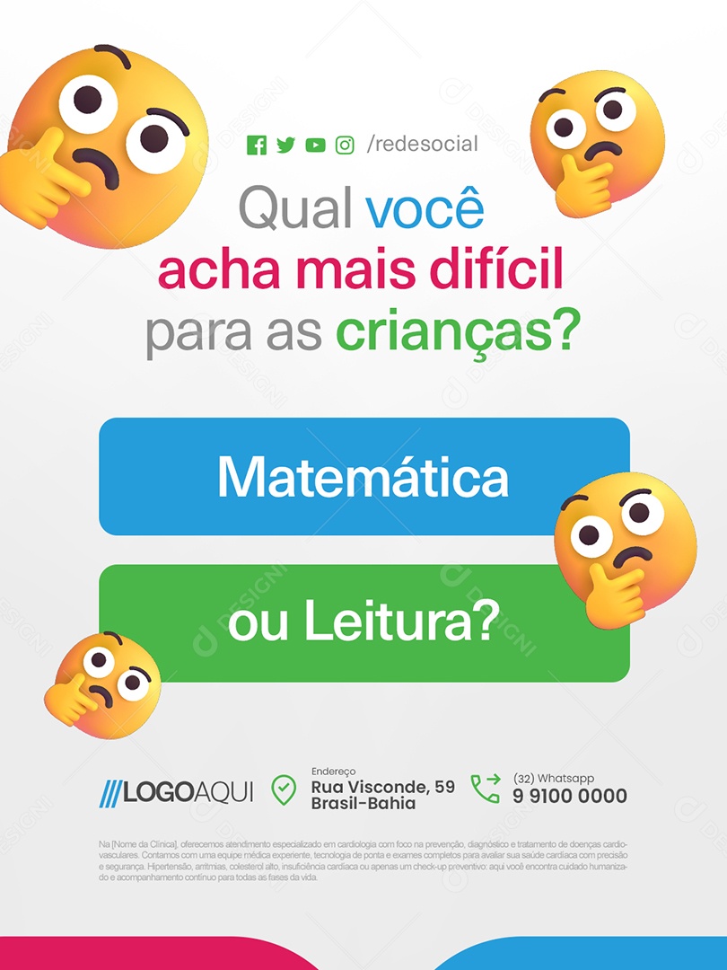 Psicopedagoga Qual Você Acha Mais Difícil Social Media PSD Editável