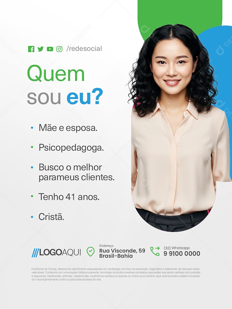 Psicopedagoga Quem Sou Eu Social Media PSD Editável