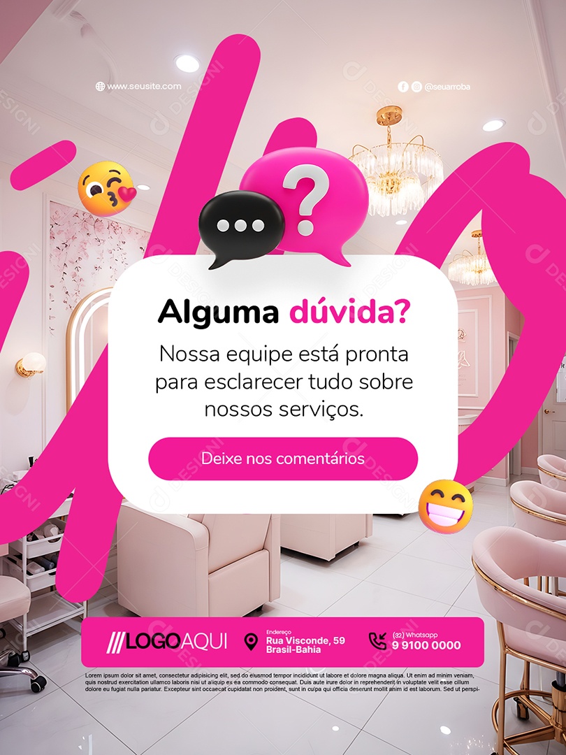 Estética Alguma Dúvida Social Media PSD Editável