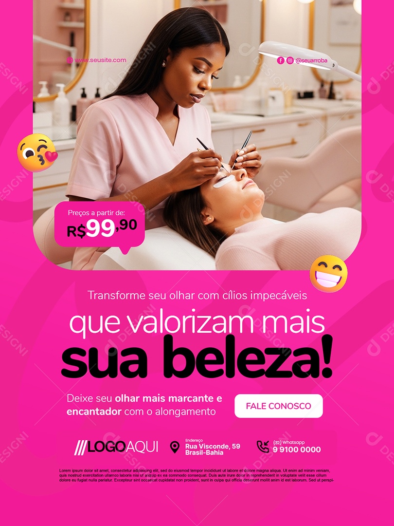 Estética Transforme Seu Olhar com Cílios Impecáveis Social Media PSD Editável