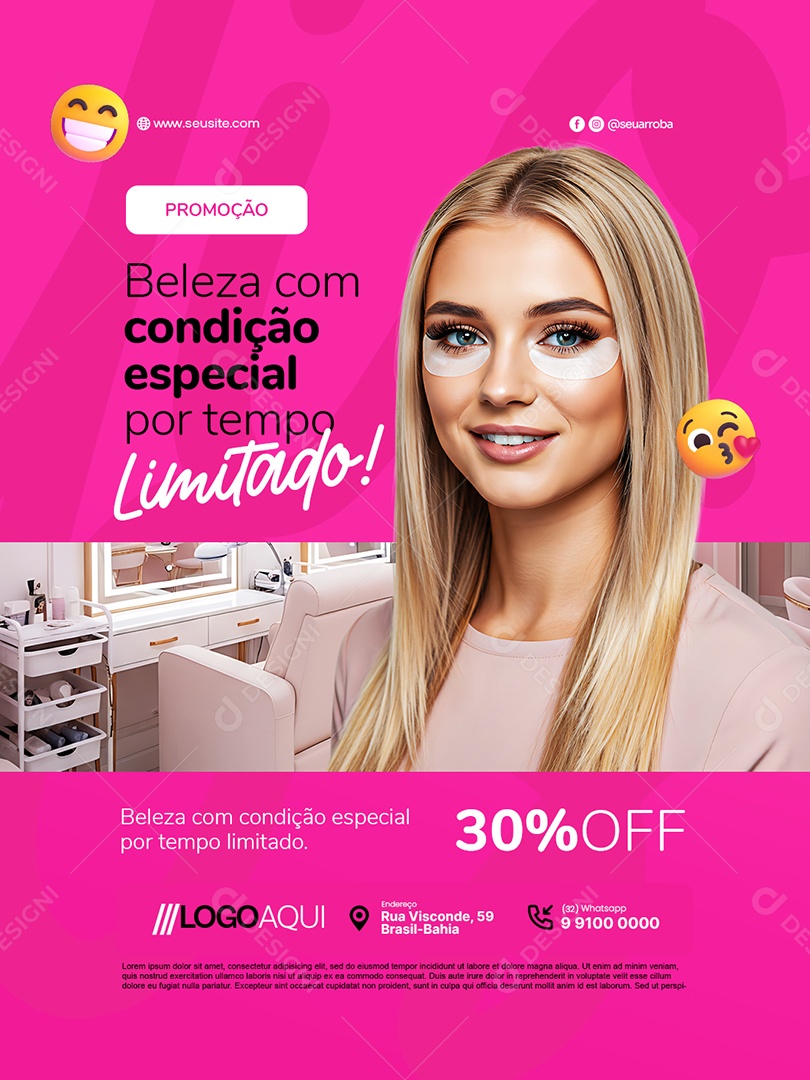 Estética Promoção Beleza com Condição Especial Social Media PSD Editável