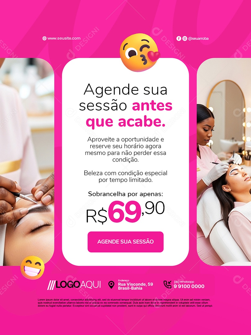 Estética Agende Sua Sessão Antes Que Acabe Social Media PSD Editável