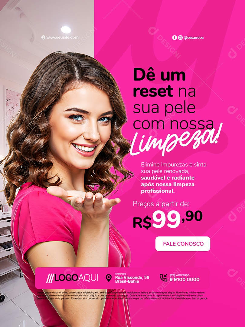 Estética Dê um Reset na Sua Pele com Nossa Limpeza Social Media PSD Editável