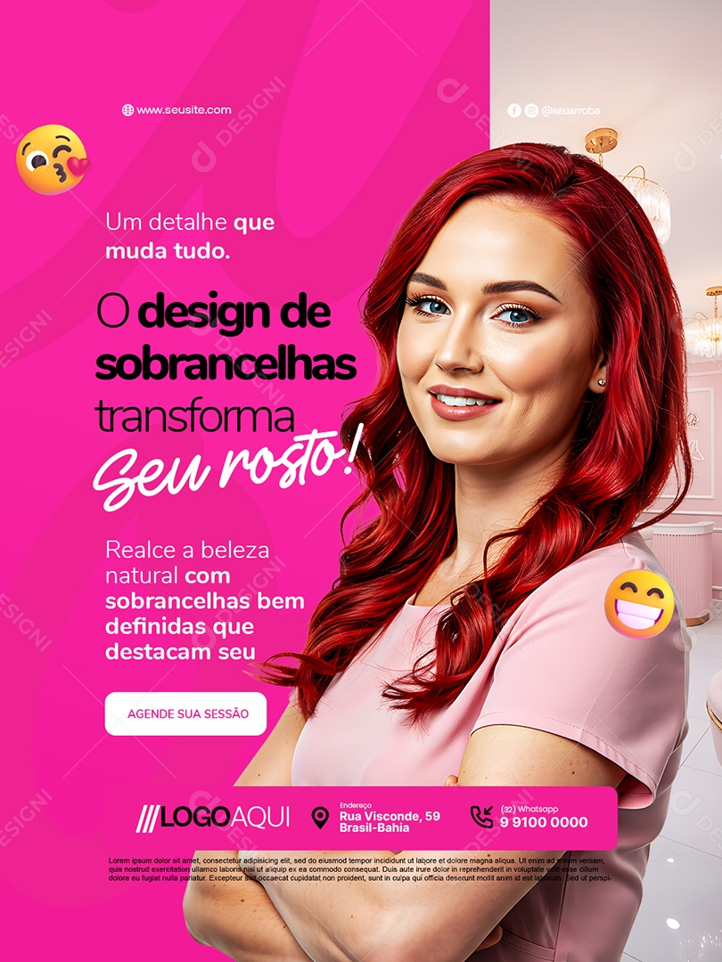 Estética O Design de Sobrancelhas Transforma Seu Rosto Social Media PSD Editável