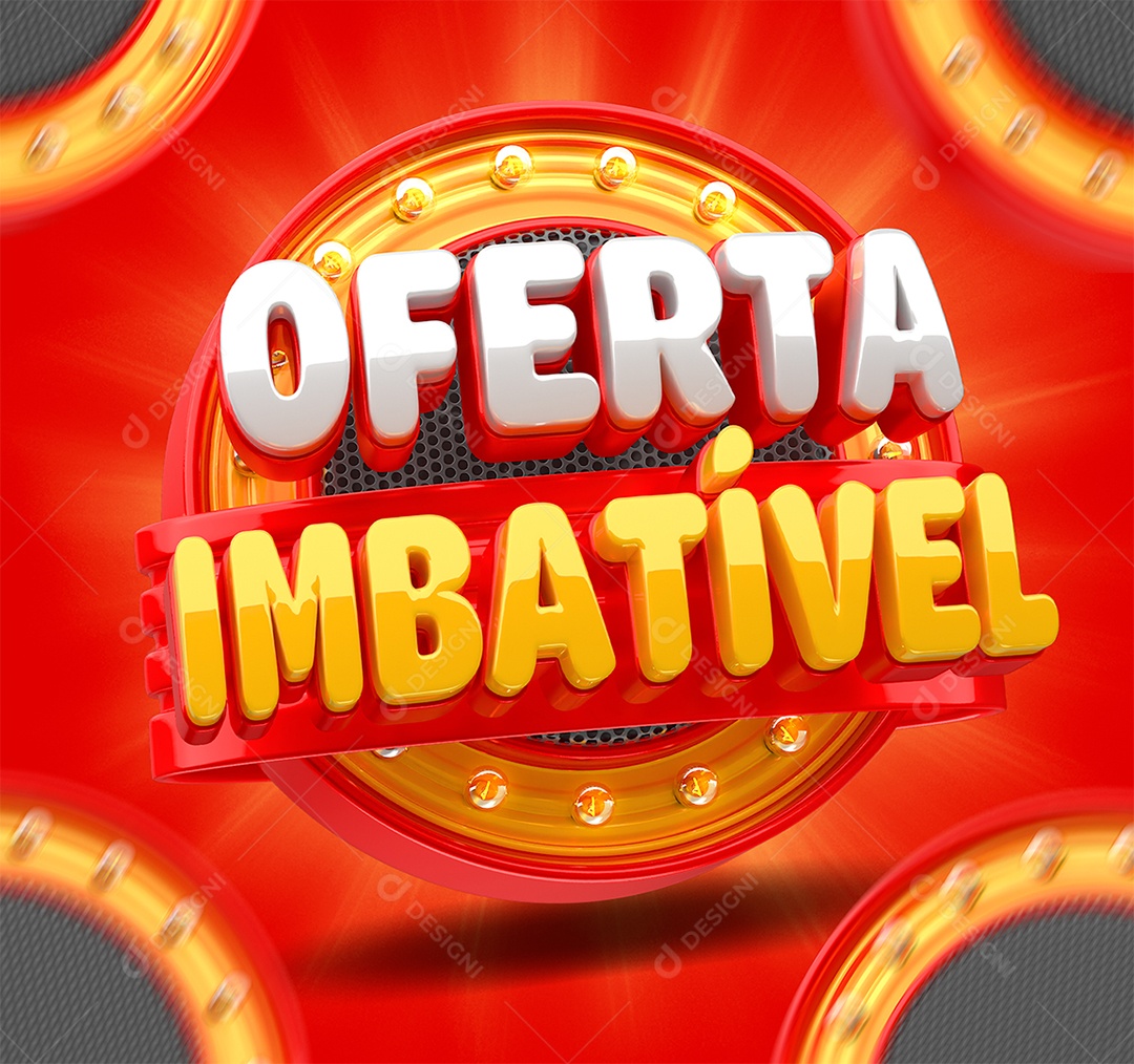 Oferta Imbatível Selo 3D Amarelo e Vermelho para Composição PSD