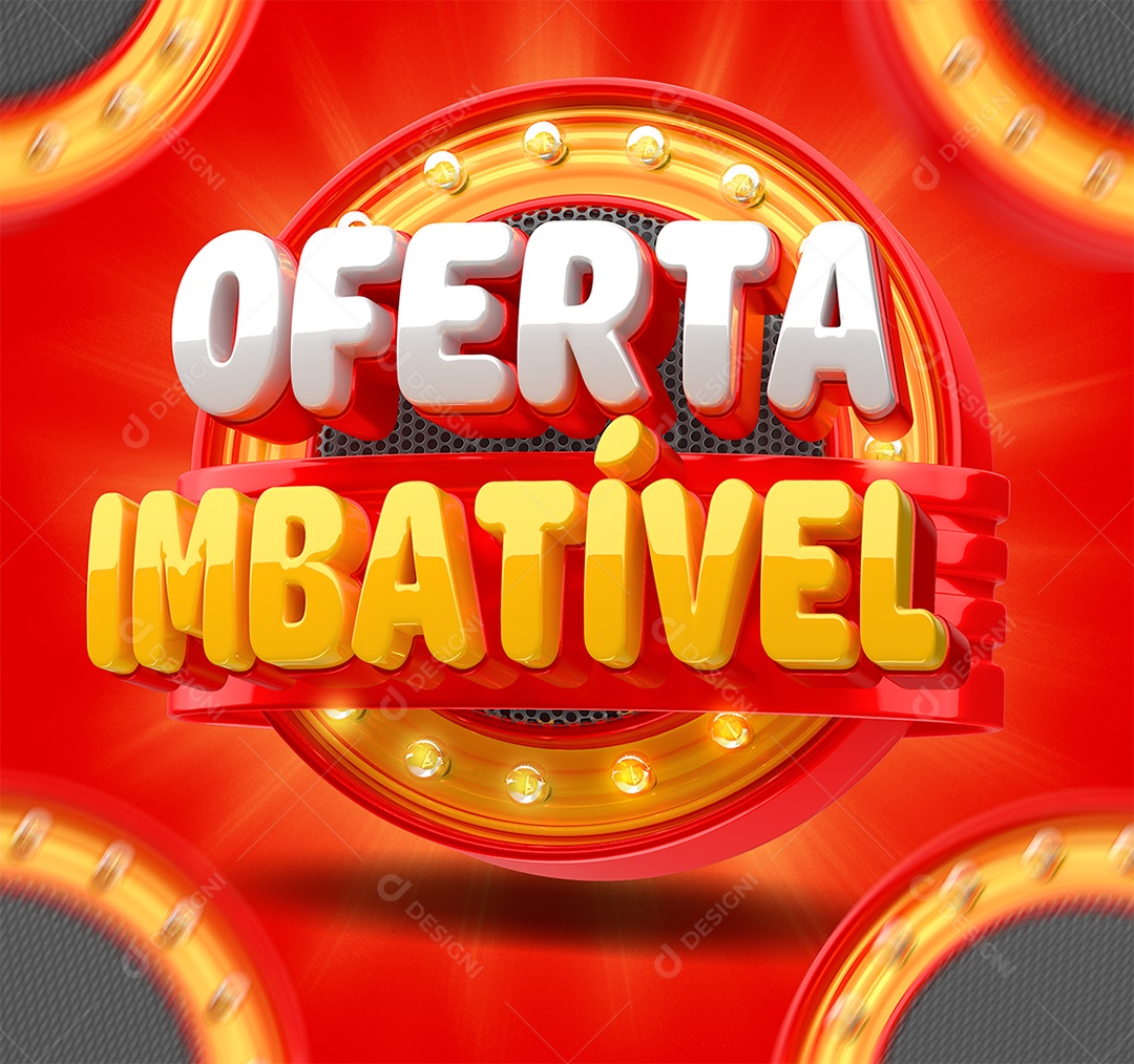 Oferta Imbatível Selo 3D Amarelo e Vermelho para Composição PSD