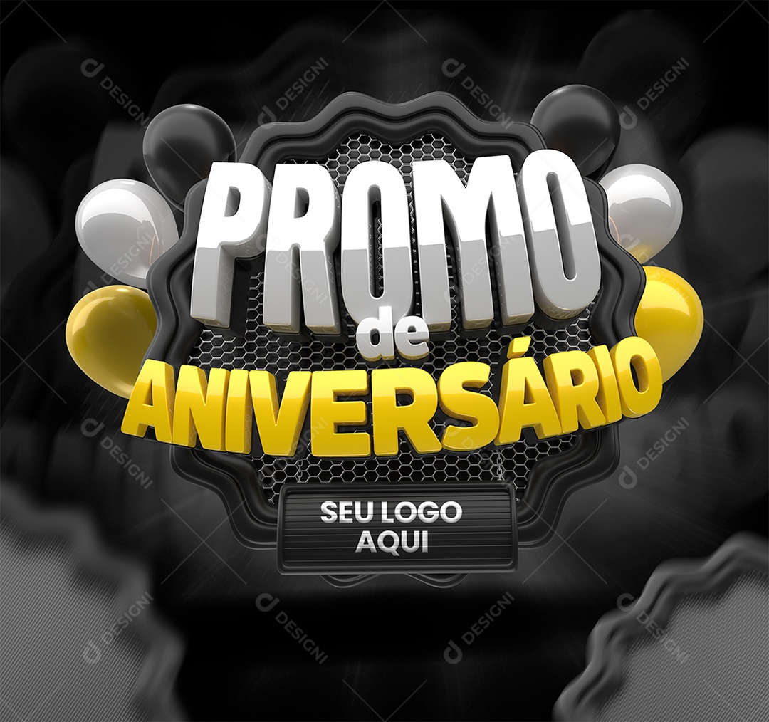 Promo de Aniversário Selo 3D para Composição PSD