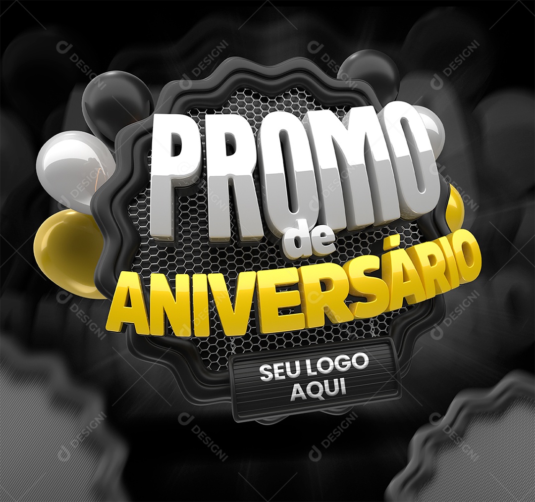 Promo de Aniversário Selo 3D para Composição PSD