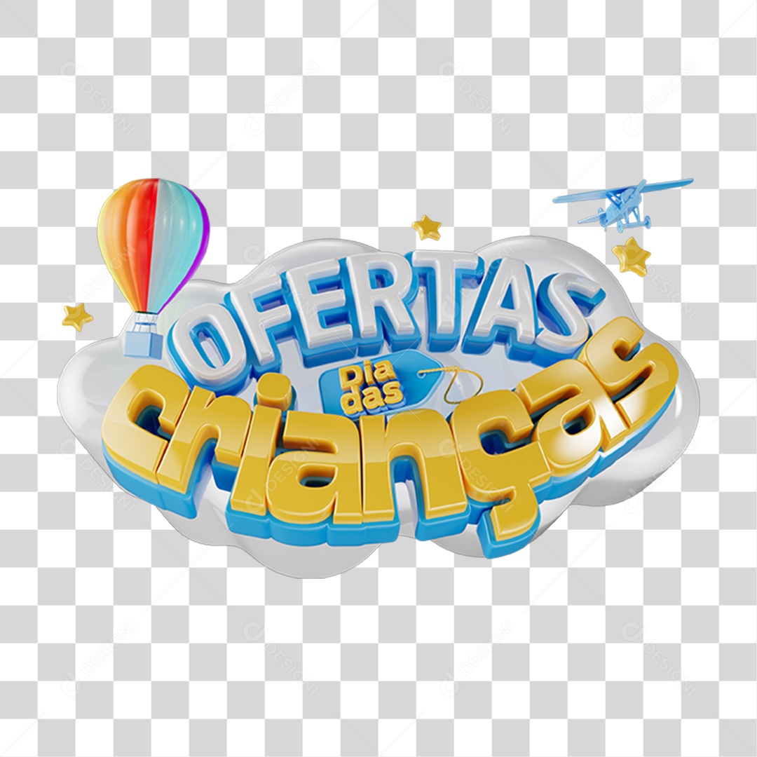 Selo 3D Ofertas Dia das Crianças PNG Transparente