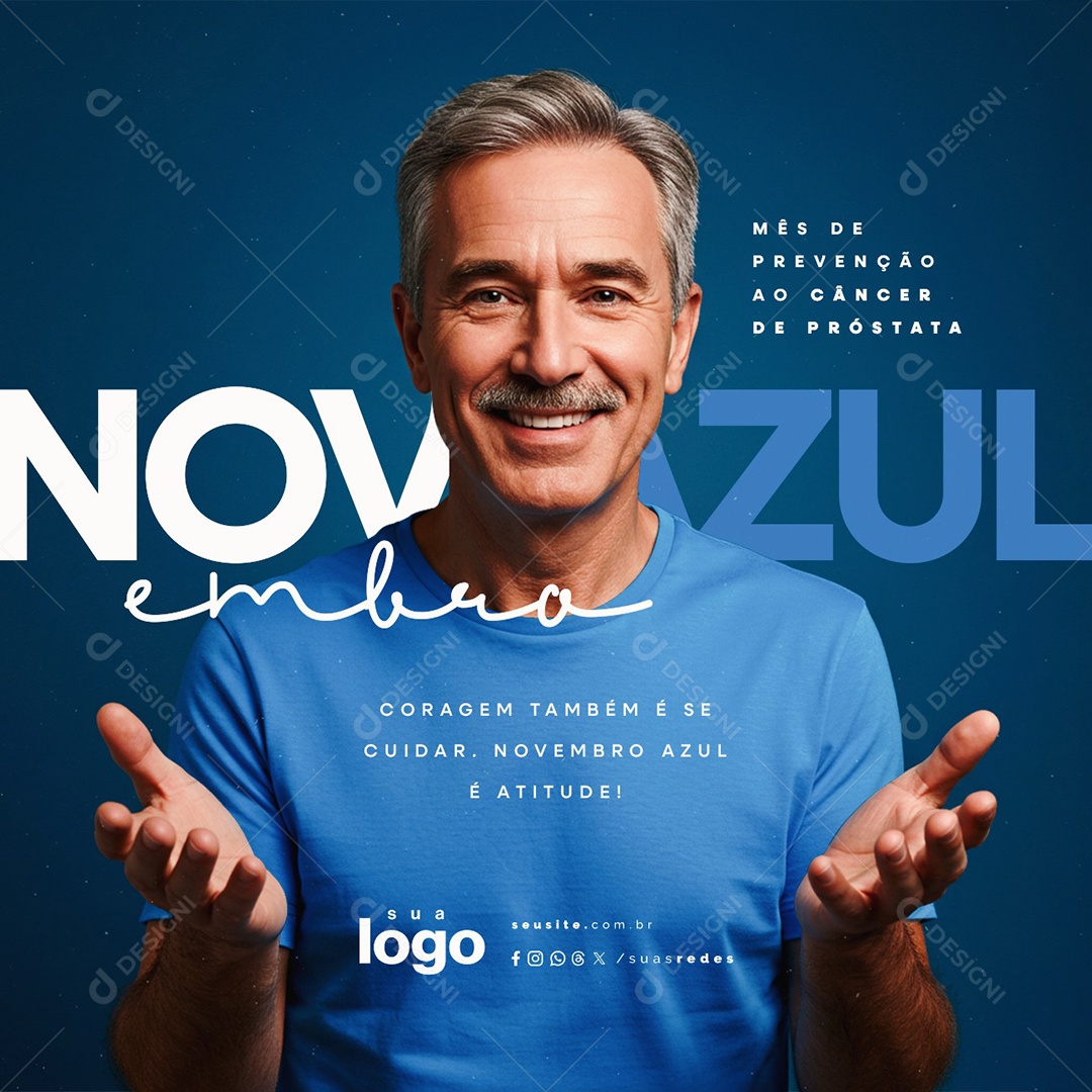 Novembro Azul Mês de Prevenção ao Câncer de Próstata Social Media PSD Editável