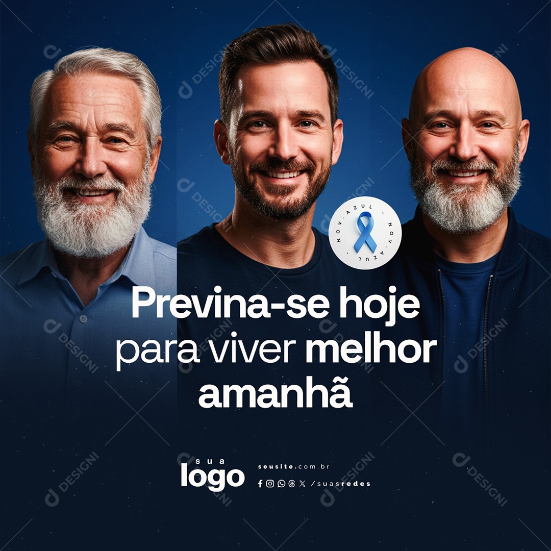 Novembro Azul Previna-Se Hoje para Viver Melhor Amanhã Social Media PSD Editável
