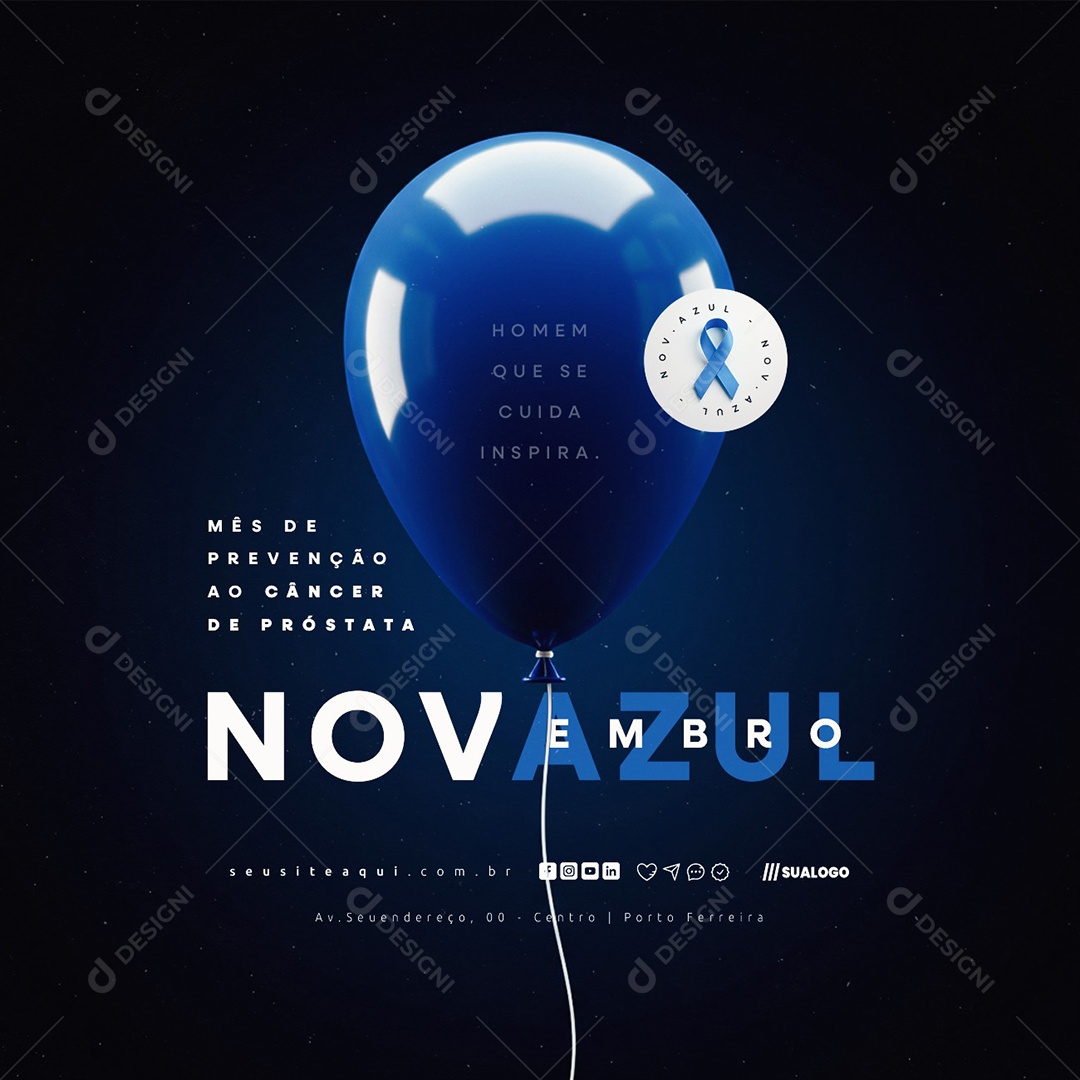 Novembro Azul Mês de Prevenção ao Câncer Próstata Social Media PSD Editável