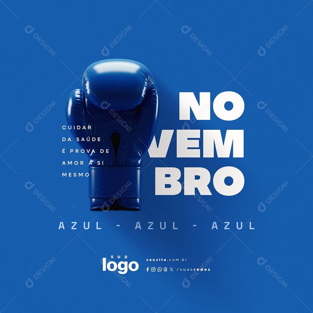 Novembro Azul Cuidar da Saúde é Prova de Amor Social Media PSD Editável