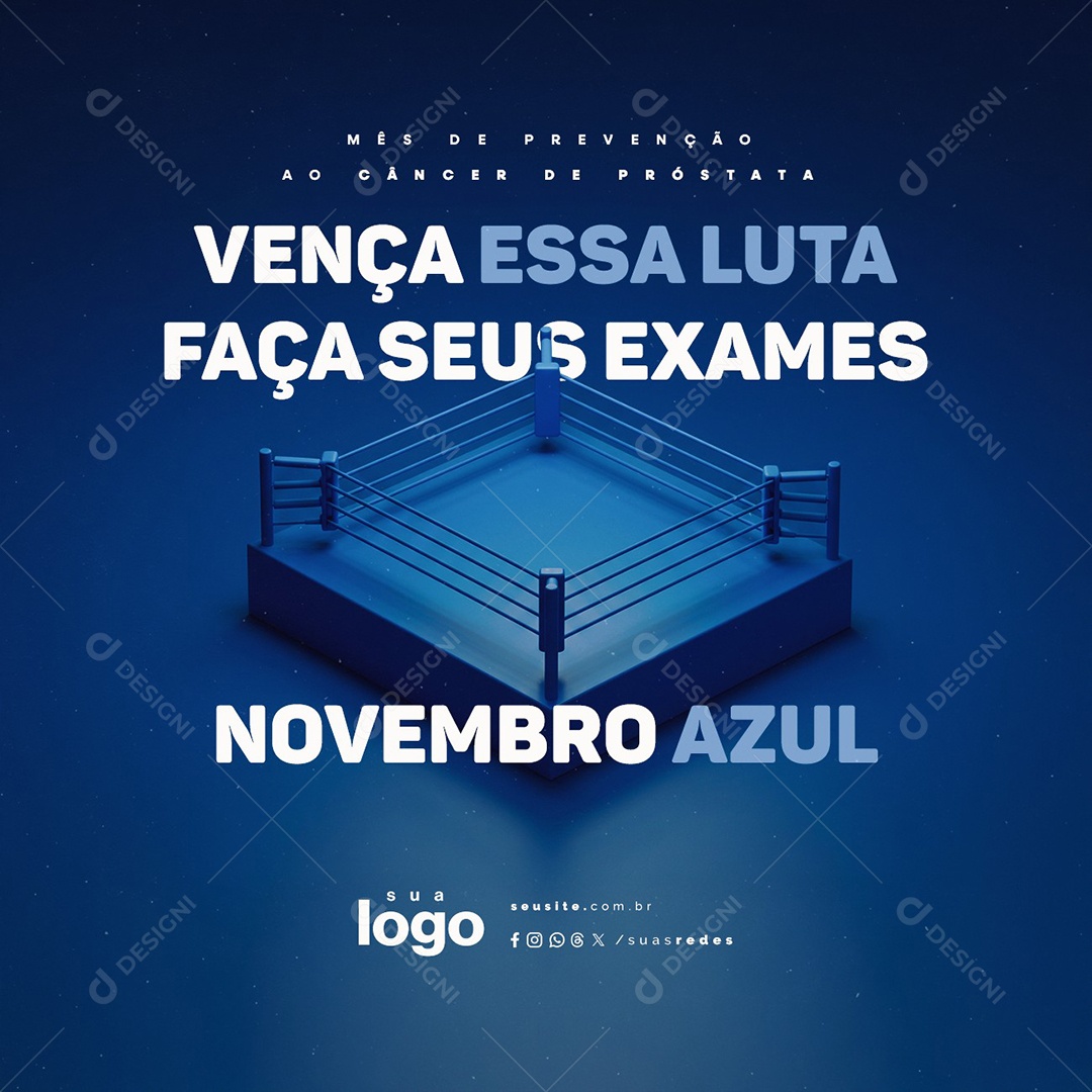 Novembro Azul Mês de Prevenção ao Câncer de Próstata Social Media PSD Editável