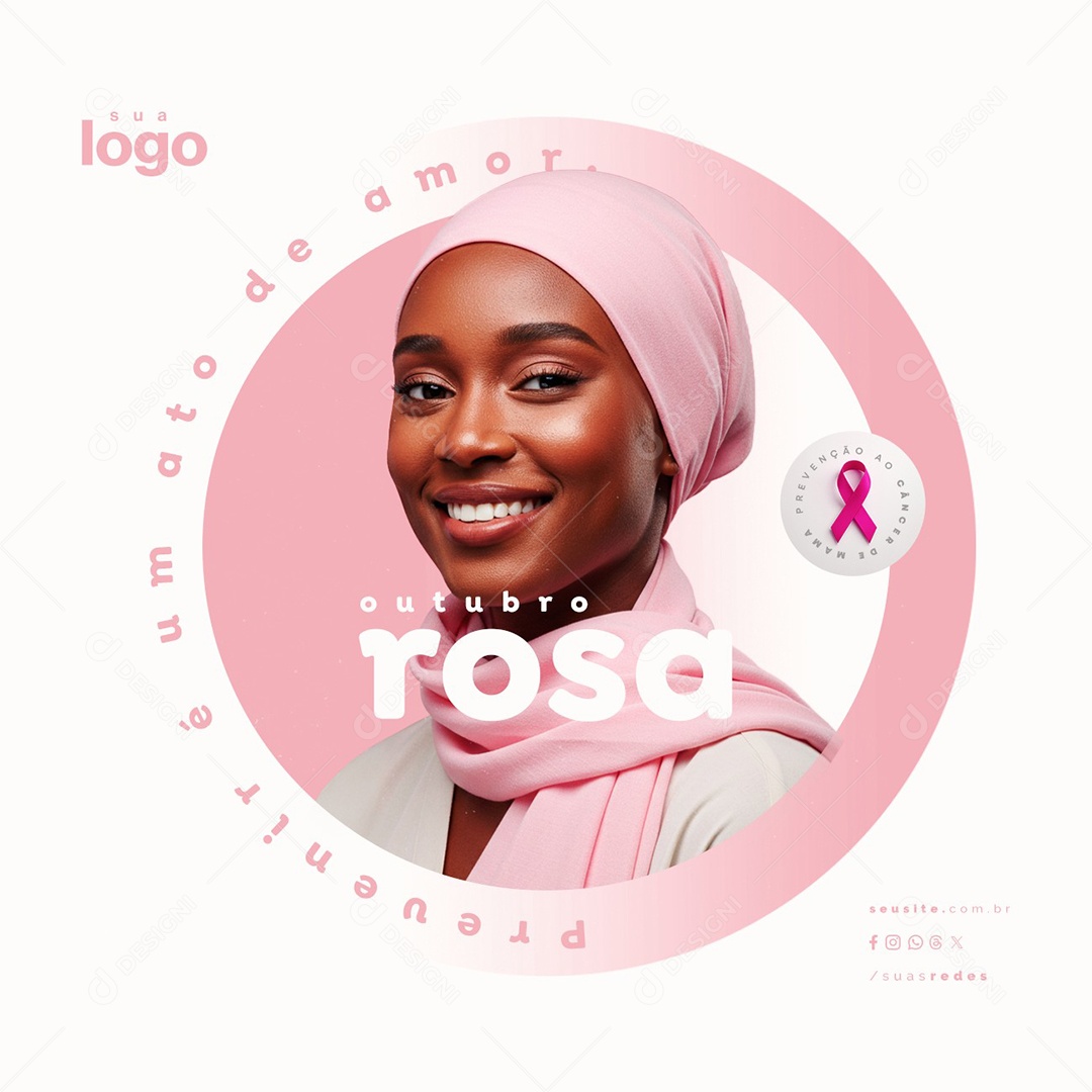 Outubro Rosa Prevenir é Um Ato de Amor Social Media PSD Editável