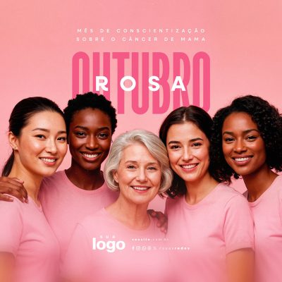 Outubro Rosa Mês de Conscientização Sobre o Câncer de Mama Social Media PSD Editável