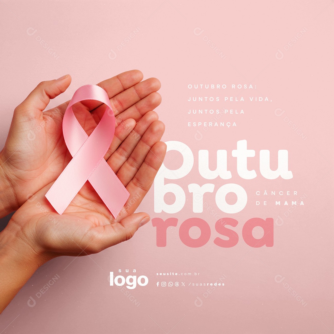Outubro Rosa Juntos Pela Vida Social Media PSD Editável
